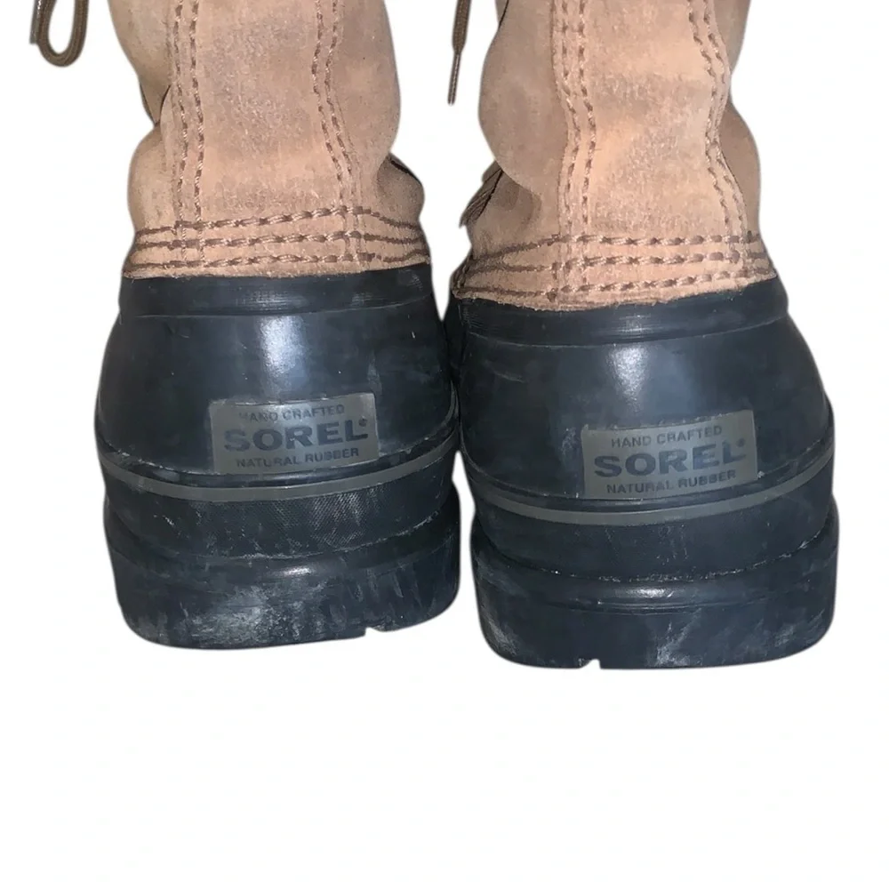 Sorel Ice Pack Brown and Black Leather Rubber Insulated Lace-Up Winter Boots